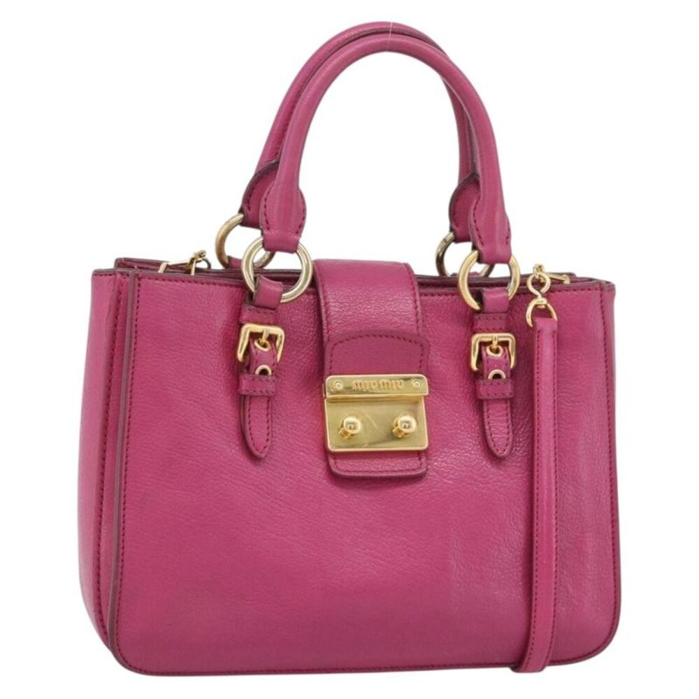 Miu Miu Madras Convertible Lock Leather Pink Leather Tote Bag Bag